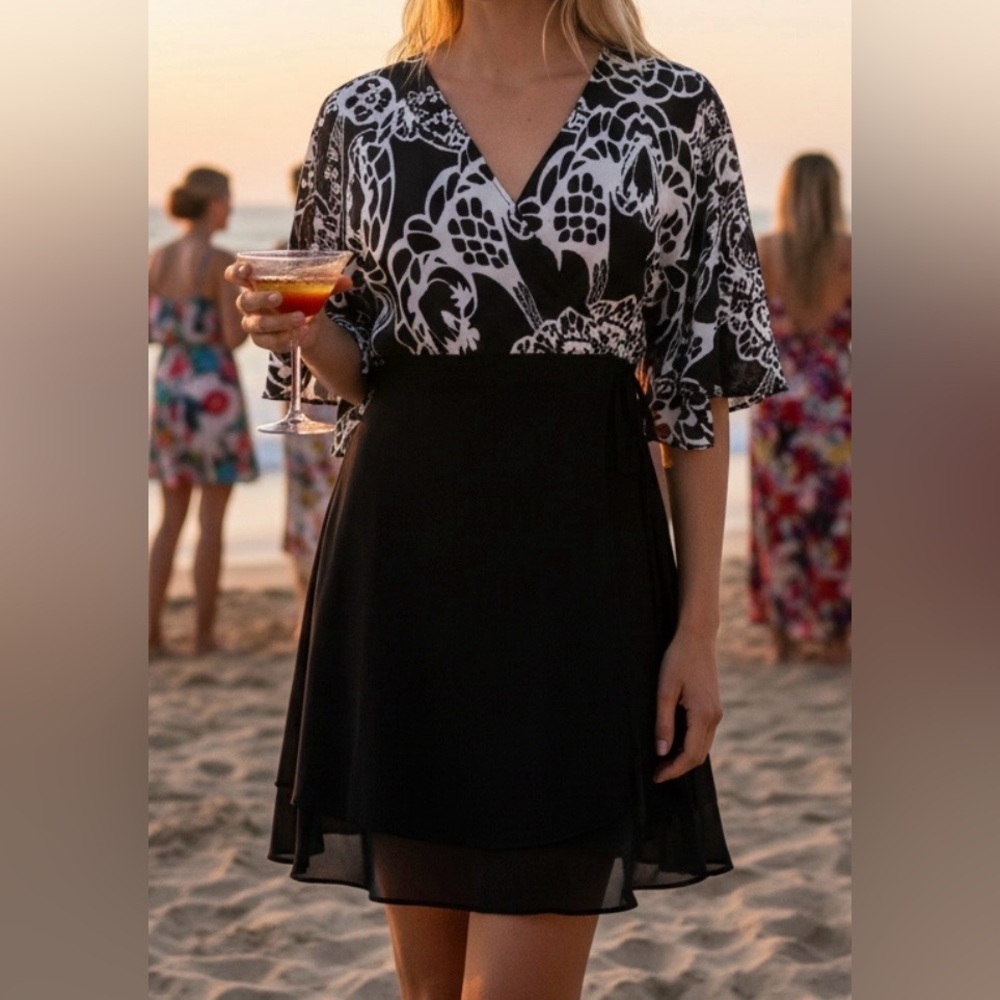 Women’s Antthony flowery dress black-and-white
